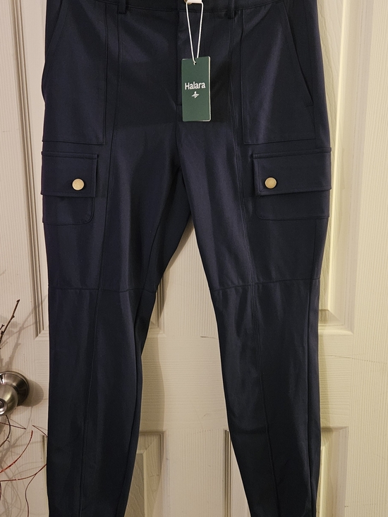 HALARA Pants - HALARA Navy Cargo Joggers with Gold Buttons